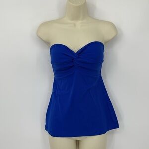 Susana Monaco strapless twist tube top sapphire blue shirt blouse jersey new L